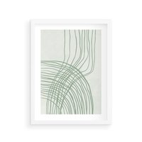 Plakat w ramie 40x50 - Migotliwa Spokojna Zieleń - zielony plakat, abstrakcyjne splątane linie - rama biała