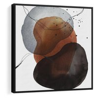 Obraz w ramie 50x50 - Kolorowe Wizje - abstrakcyjne plamy akwarelowe, czarny szkic - rama czarna