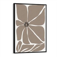 Obraz w ramie 50x70 - Złudne Zmysły - abstrakcyjny kwiat, beże i brązy - rama czarna