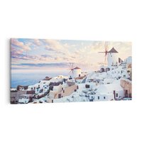 Obraz na płótnie 120x60 - Biel ponad Błękitem - Santorini, białe budynki