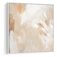 Obraz w ramie 50x50 - Elegancja w Złocistym Chaosie - złoto beż, abstrakcja - rama biała