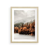 Plakat w ramie 40x50 - Jesienna Mgła - las, góry - rama drewno