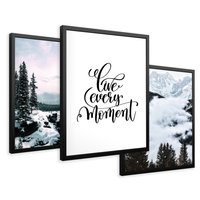 Zestaw obrazy w ramie 50x70 galeria - Motywacja, cytat, napis, góry - rama czarna