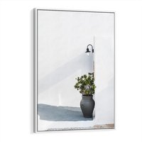 Obraz w ramie 80x120 - Błękitne wybrzeże - Santorini, Grecja - rama biała