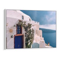 Obraz w ramie 120x80 - Urok Greckiej Wyspy - Santorini, Grecja - rama biała
