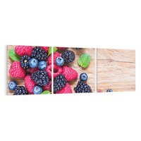 Obraz na płótnie 150x50 - Smak malin i borówek - owoce, leśne