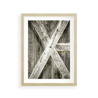 Plakat w ramie 30x40 - Drewniane Drzwi do Stodoły - stare drzwi do stodoły, drewniane - rama drewno