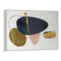 Obraz w ramie 120x80 - Złoto Granatu - abstrakcyjne plamy koloru, złoto - rama biała