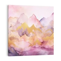 Obraz na płótnie 40x40 - Pastelowe Wzgórza - pastelowe, różowe góry