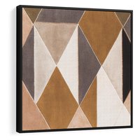 Obraz w ramie 50x50 - Odblaski niespełnionych marzeń - kompozycja z trójkątów, mix kolorów ziemi - rama czarna