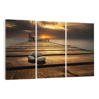 Obraz na płótnie 120x80 - Zachód Słońca nad Molo: Magia Morza - zachód, słońca