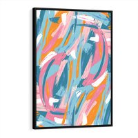 Obraz w ramie 50x70 - Refleksje w krainie abstrakcji - abstrakcja, energiczne pociągnięcia pędzla - rama czarna