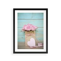 Plakat w ramie 40x50 - Uczucie W Pełnym Rozkwicie - kwiaty, romantyczne - rama czarna