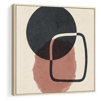 Obraz w ramie 50x50 - Abstrakcyjna Harmonia - abstrakcyjne nieregularne kształty, minimalistyczny plakat - rama drewno