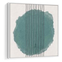 Obraz w ramie 80x80 - Podróżne Inspiracje - abstrakcyjna akwarelowa plama, nieregularne kreski - rama biała