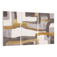 Obraz na płótnie 120x80 - Szaro-złote Wibracje - abstrakcyjne kształty, szerokie linie