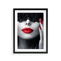 Plakat w ramie 50x70 - Piękno usta i szminka - usta, szminka - rama czarna