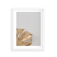 Plakat w ramie 50x70 - Natury Szlachetność - złote, liście - rama biała