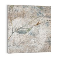 Obraz na płótnie 80x80 - Betonowe Wspomnienia Liści - odciski w betonie, odbitki