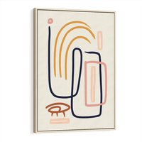 Obraz w ramie 80x120 - Abstrakcyjne Mrugnięcie - abstrakcja w stylu picasso, beżowe tło - rama drewno