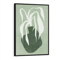 Obraz w ramie 50x70 - Zieleń Pulsującego Spokoju - zielona abstrakcja, zgaszona zieleń - rama czarna