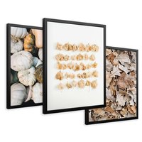 Zestaw obrazy w ramie 40x50 galeria - Jesień, liście, dynie, boho - rama czarna