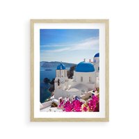 Plakat w ramie 50x70 - Perspektywa na Santorini - Santorini, perspektywa - rama drewno