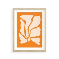 Plakat w ramie 30x40 - Wibracje Barw - abstrakcyjny boho plakat, pomarańczowe tło - rama drewno