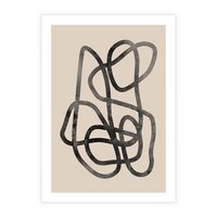 Plakat bez ramy 50x70 - Przenikanie Wirtualnych Wymiarów - zaplątane minimalistyczne linie, na bezowym tle