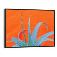 Obraz w ramie 100x70 - Naturalna Harmonia - kaktusy, liście - rama czarna