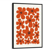 Obraz w ramie 50x70 - Wibracje Przestrzeni - abstrakcyjne czerwone kwiaty, kompozycja - rama czarna