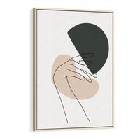 Obraz w ramie 80x120 - Przenikające Kształty - szkic jedną linią, one line - rama drewno