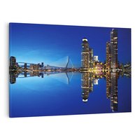 Obraz na płótnie 120x80 - Miasto nocą nad wodą - miasto, noc