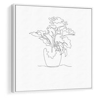Obraz w ramie 50x50 - Rozkwitające Formy - szkic, minimalizm - rama biała