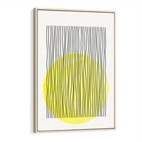 Obraz w ramie 80x120 - Ciepłe Przenikanie - geometria, żółte koło - rama drewno