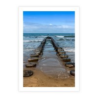 Plakat bez ramy 40x50 - Falochron na brzegu morza - falochron, morze