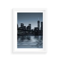 Plakat w ramie 40x50 - Nocne pejzaże miasta - miasto, nocą - rama biała