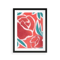 Plakat w ramie 30x40 - Rozkwitające Kształty - nowoczesny plakat, abstrakcyjne róże - rama czarna