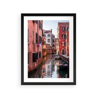 Plakat w ramie 30x40 - Przejażdżka gondolą przez Wenecję - Wenecja, kanały - rama czarna