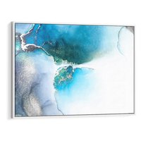 Obraz w ramie 70x50 - Marmur złotą akwarelą - marmur, akwarela - rama biała