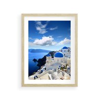 Plakat w ramie 50x70 - Magiczne Widoki - Santorini, perspektywa - rama drewno