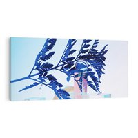Obraz na płótnie 140x70 - Intensywny Kolor Natury - liście, kobalt