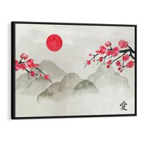 Obraz w ramie 70x50 - Harmonia Japandi - styl japandi, japonia - rama czarna