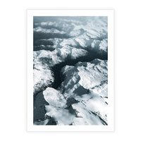 Plakat bez ramy 21x30 - Ośnieżone Szczyty z Wysoka - ośnieżone szczyt górskie, zdjęcie z lotu ptaka
