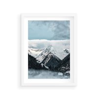 Plakat w ramie 30x40 - Magia Zimy w Górach - góry, śnieg - rama biała