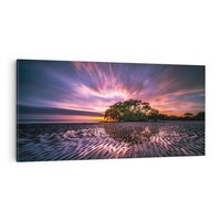 Obraz na płótnie 140x70 - Górska idylla: Domek nad strumykiem - jezioro, wyspa
