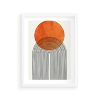 Plakat w ramie 30x40 - Abstrakcyjne Pulsacje - koło, boho styl - rama biała