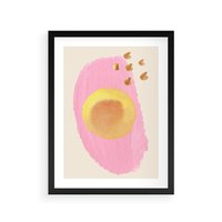 Plakat w ramie 50x70 - Migotliwe Dziwne Ścieżki - abstrakcyjna różowa plama, akwarela - rama czarna