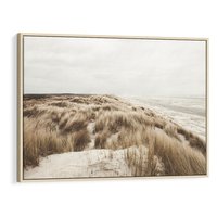 Obraz w ramie 70x50 - Nadmorskie Wydmy - fotografia, kolory sepii - rama drewno
