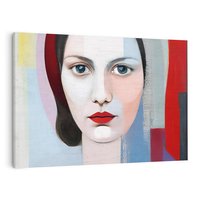 Obraz na płótnie 70x50 - Kolorowe Granice Form - abstrakcyjny obraz olejny, portret twarzy kobiety
